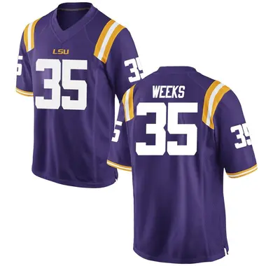 Purple Replica Men's Zach Weeks LSU Tigers Football College Jersey