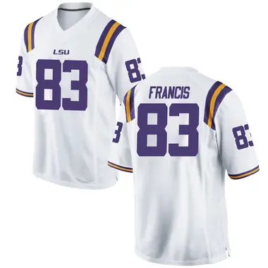 White Game Men's TaRon Francis LSU Tigers Football College Jersey