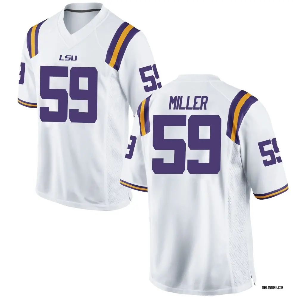 White Game Men's Tyler Miller LSU Tigers Football College Jersey