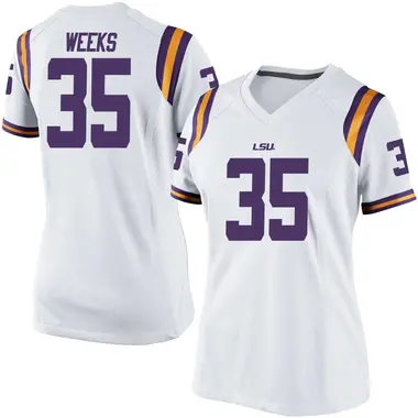 White Game Women's Zach Weeks LSU Tigers Football College Jersey