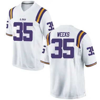 White Game Youth Zach Weeks LSU Tigers Football College Jersey