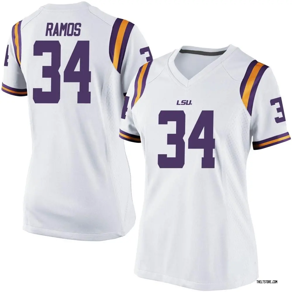 White Replica Women's Damian Ramos LSU Tigers Football College Jersey